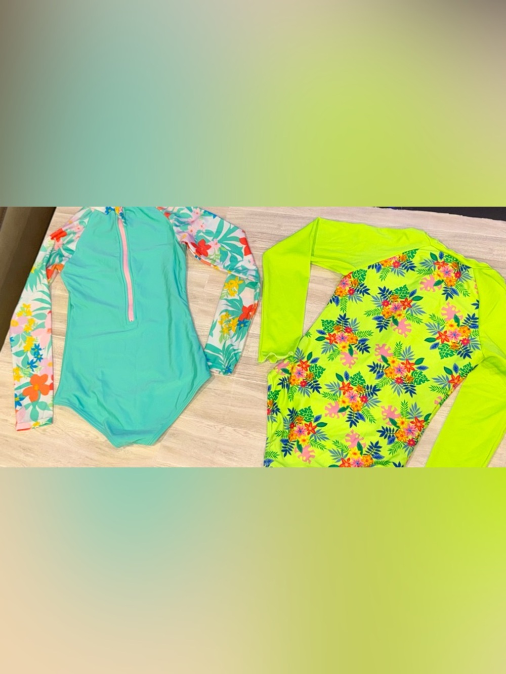 Set of 2 - Floral Rash Guard Swim Suit- size Medium (8) ➕ Swim Tee (NWT)! - Picture 15 of 15